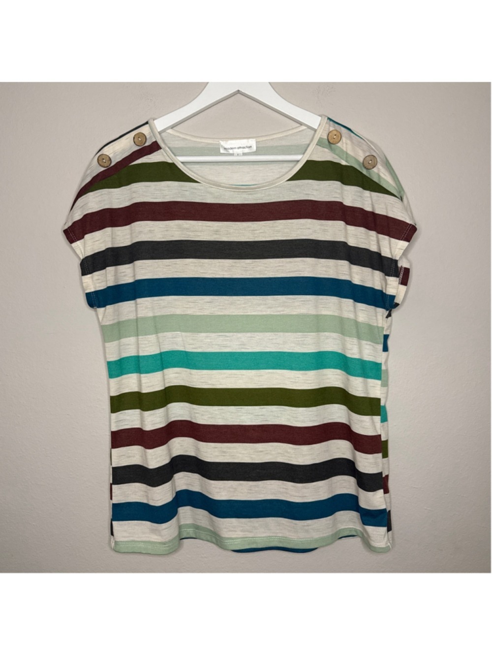 Women's Modern Attraction Striped Short Sleeve Tee, Size L, [LP1056]